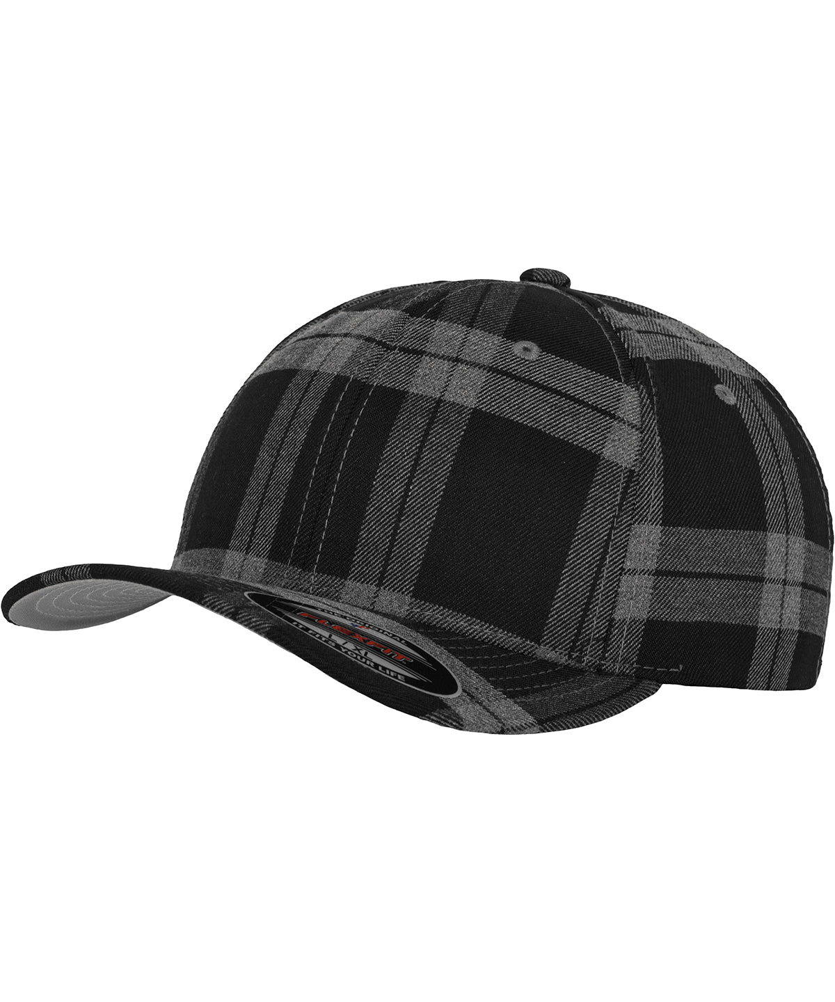 Personalised Caps - Black Flexfit by Yupoong Flexfit tartan plaid (6197)