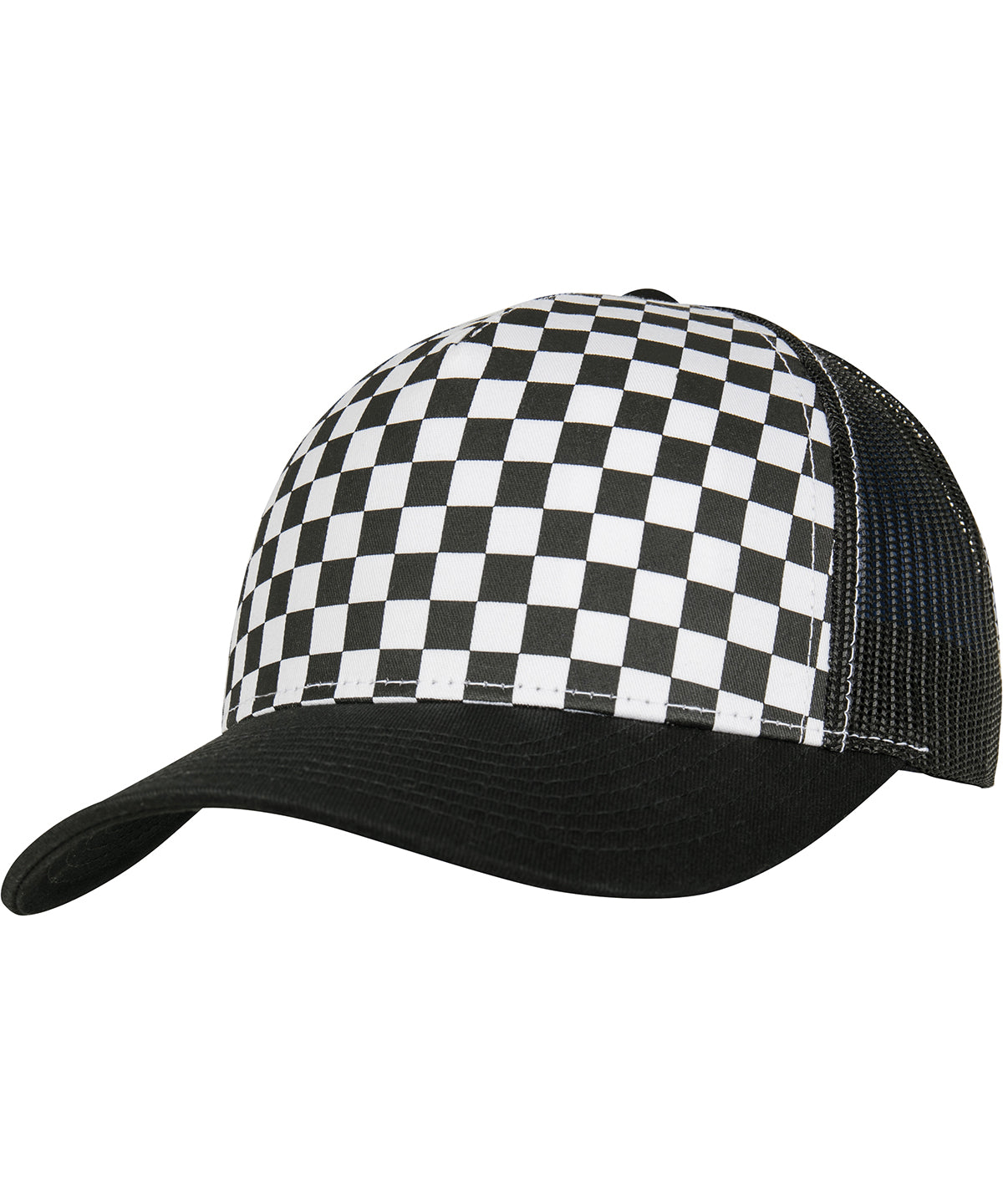 Personalised Caps - Black Flexfit by Yupoong Checkerboard retro trucker (6506CB)