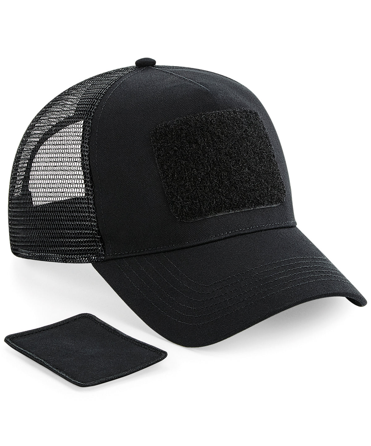 Personalised Caps - Black Beechfield Patch snapback trucker