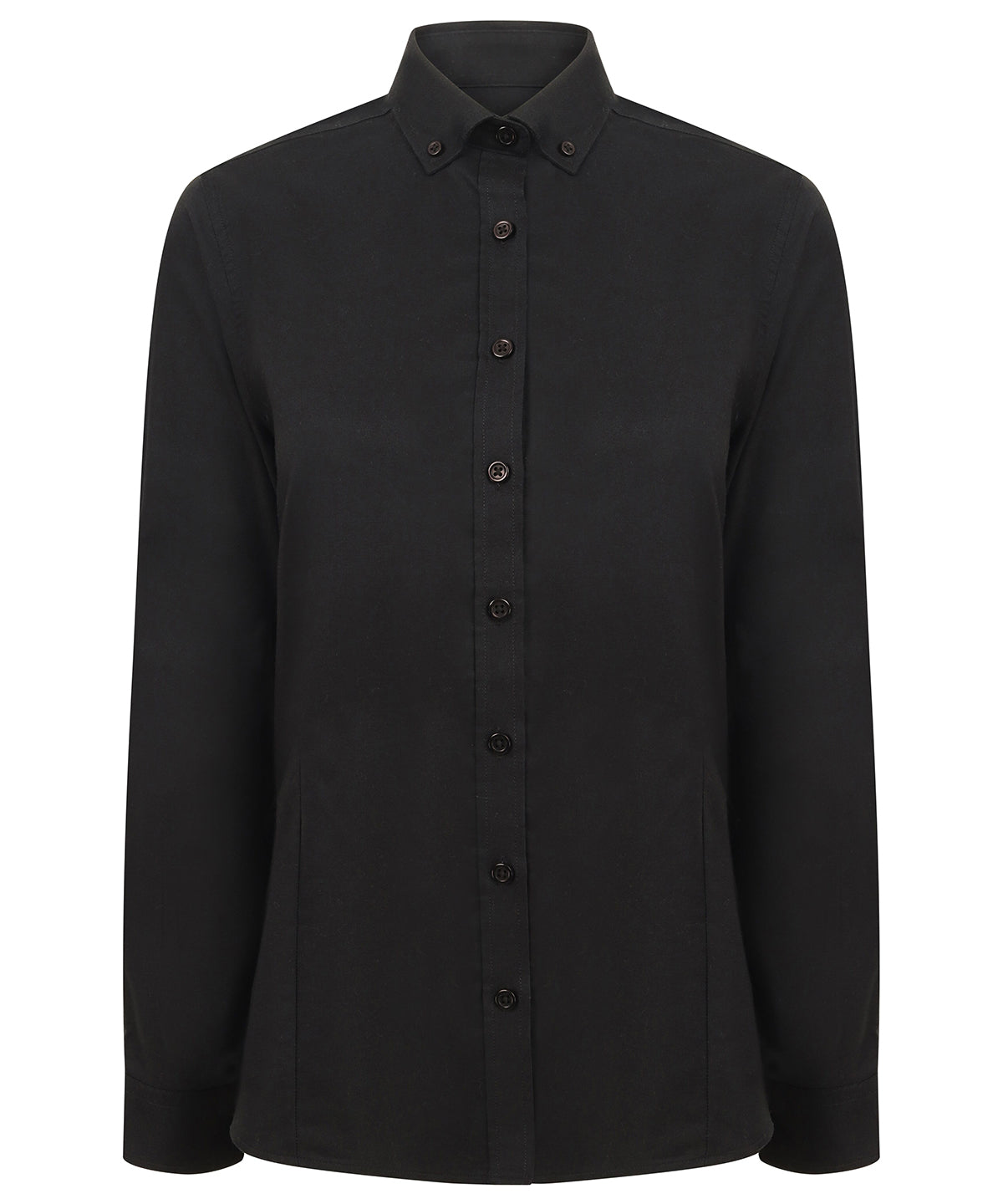 Personalised Shirts - Black Henbury Women's modern long sleeve Oxford shirt