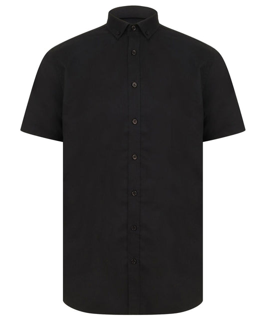Personalised Shirts - Black Henbury Modern short sleeve Oxford shirt