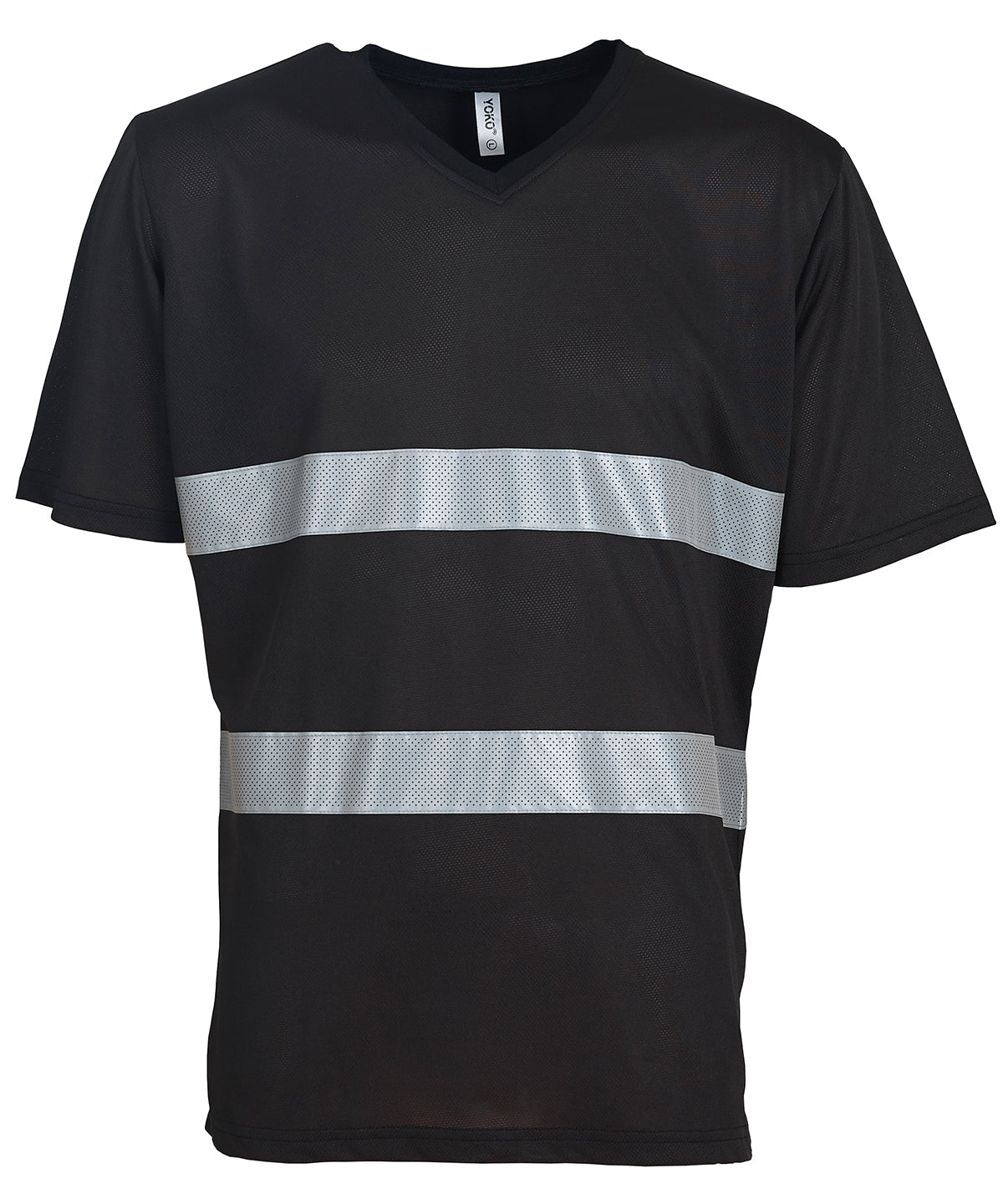 Personalised T-Shirts - Black Yoko Hi-vis top cool super light v-neck t-shirt (HVJ910)