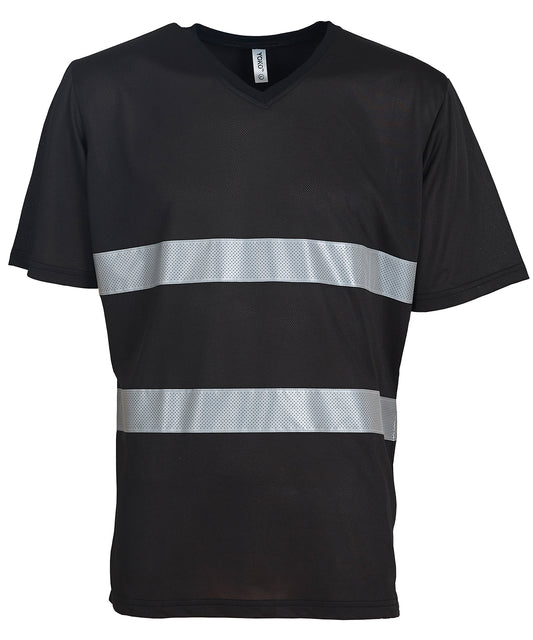 Personalised T-Shirts - Black Yoko Hi-vis top cool super light v-neck t-shirt (HVJ910)