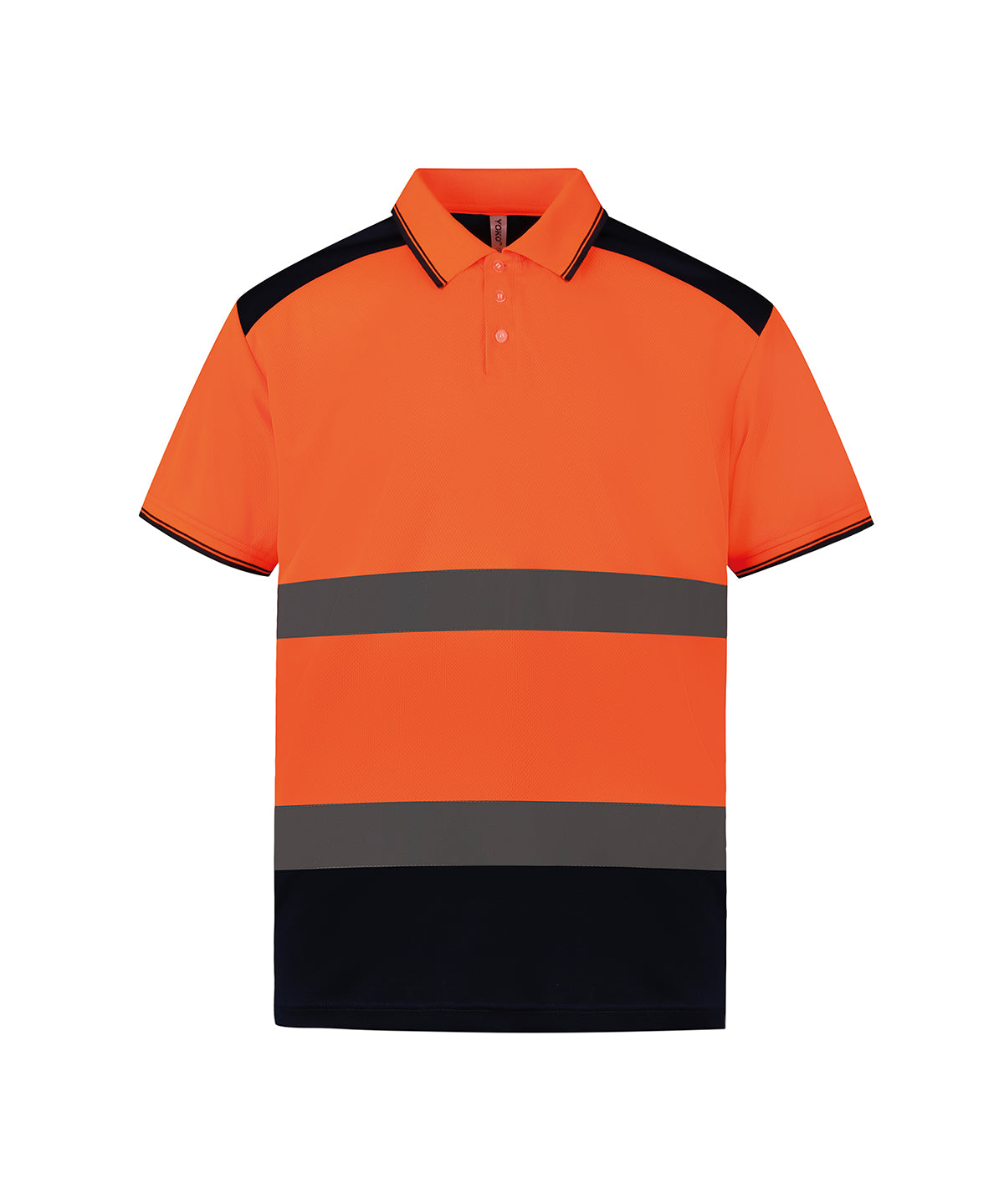 Personalised Polo Shirts - Neon Orange Yoko Hi-vis two-tone polo shirt (HVJ220)