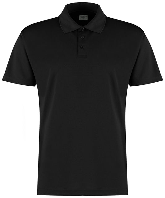 Personalised Polo Shirts - Black Kustom Kit Regular fit Cooltex® plus micro mesh polo