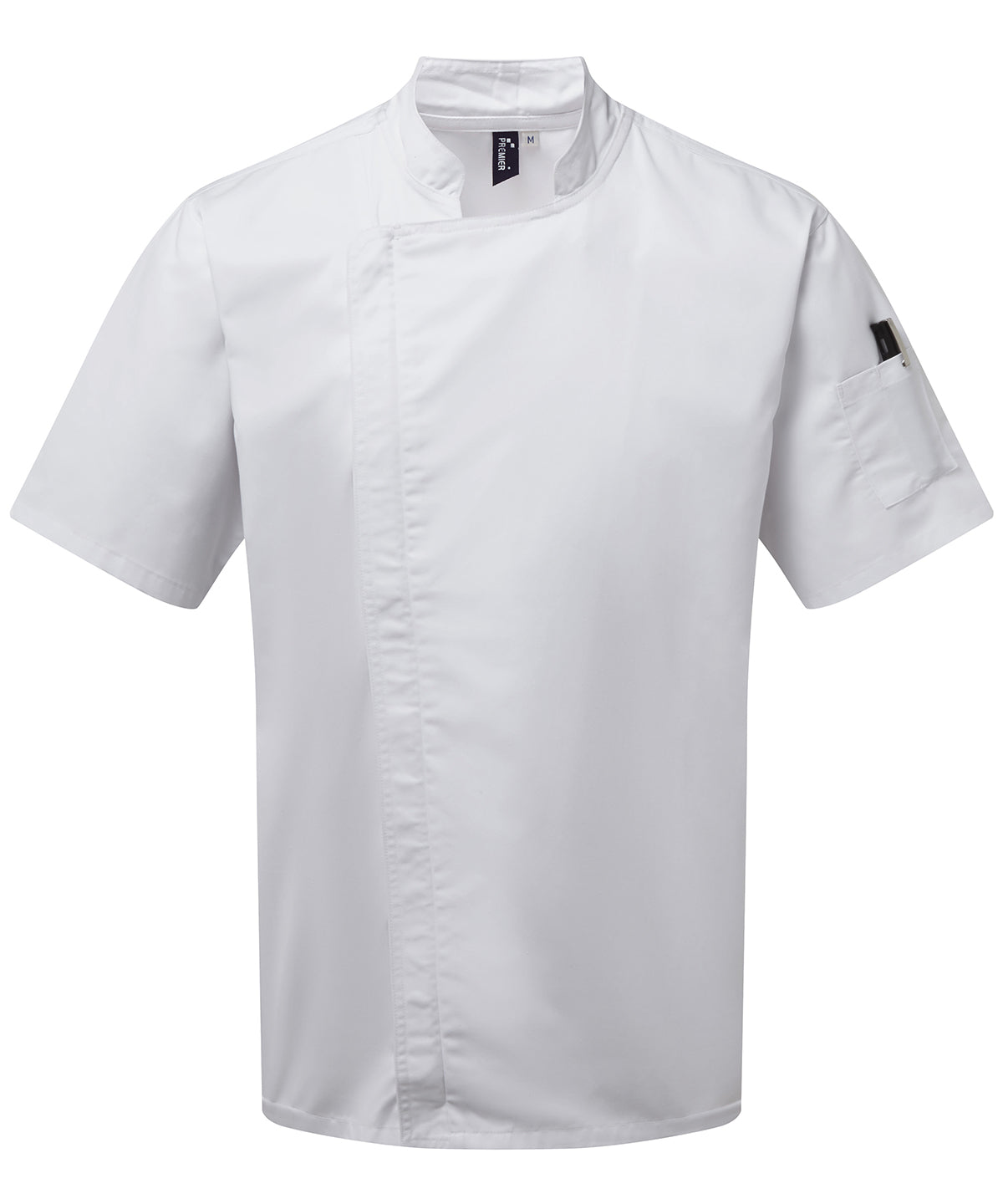 Personalised Chef Jackets - Black Premier Chef's zip-close short sleeve jacket