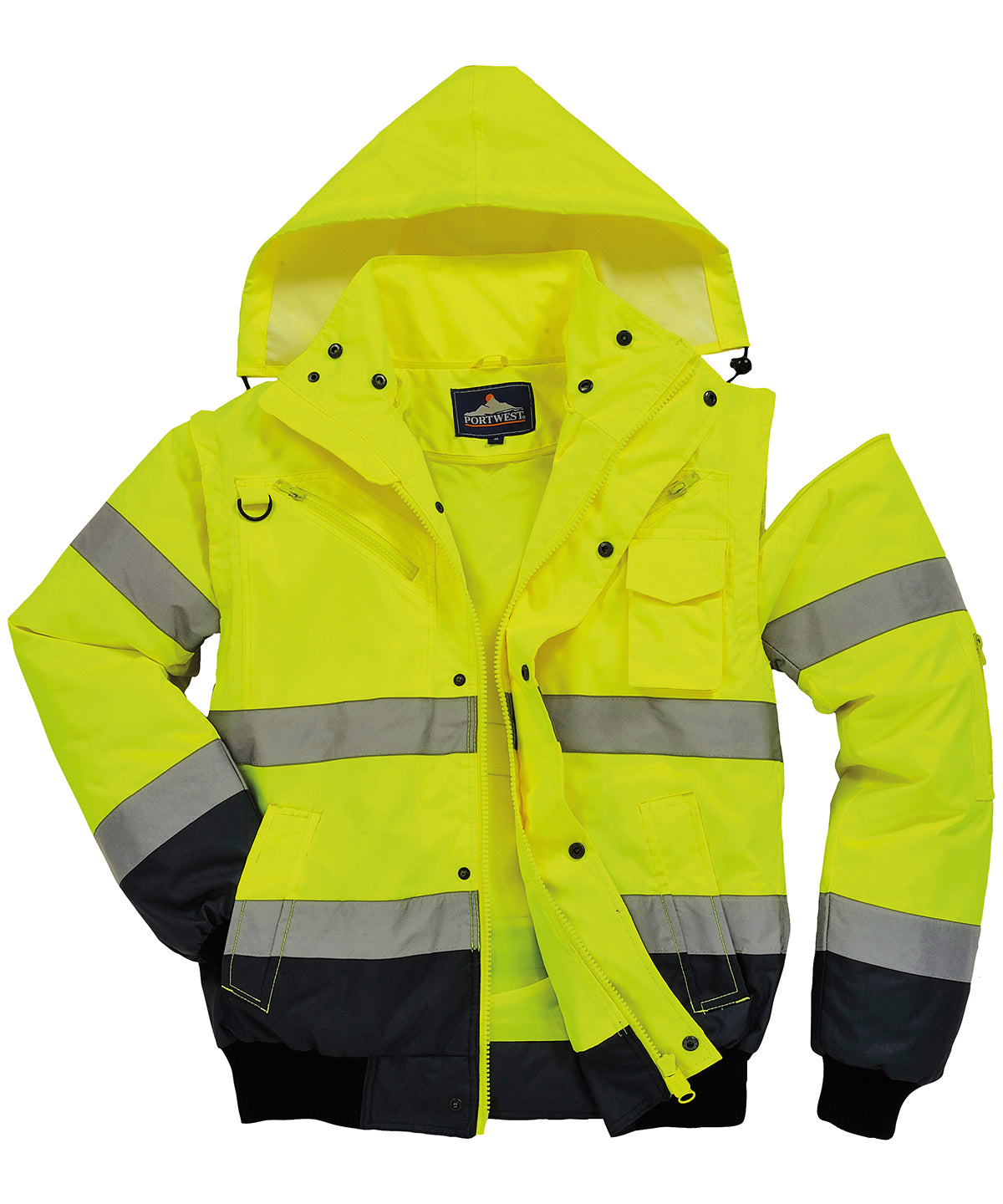 Personalised Jackets - Light Yellow Portwest Hi-vis contrast bomber jacket (C465)