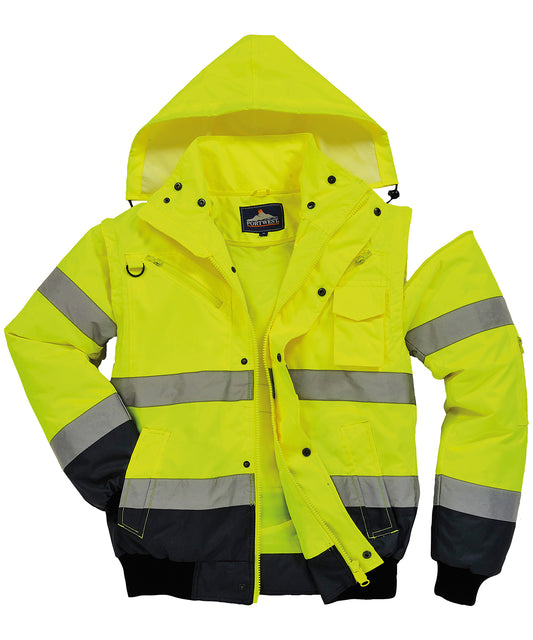 Personalised Jackets - Light Yellow Portwest Hi-vis contrast bomber jacket (C465)