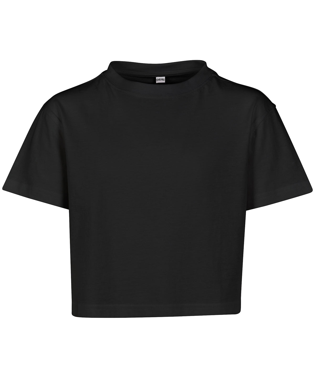 Personalised T-Shirts - Black Build Your Brand Girls cropped Jersey tee