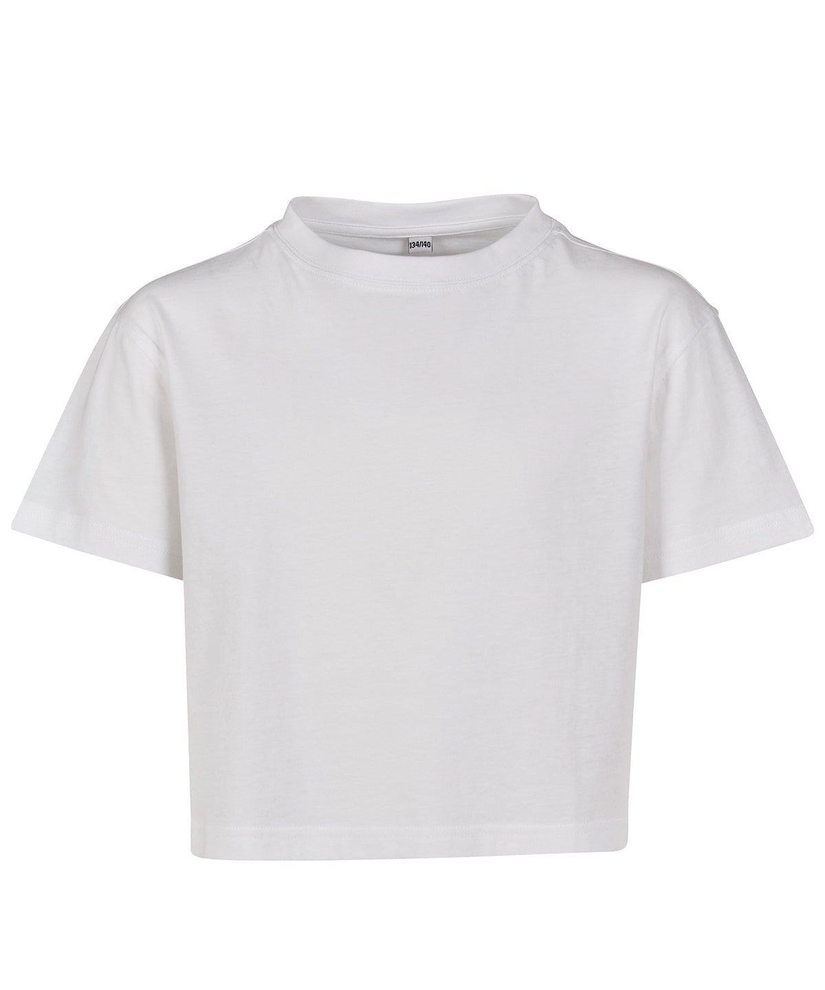 Personalised T-Shirts - Black Build Your Brand Girls cropped Jersey tee