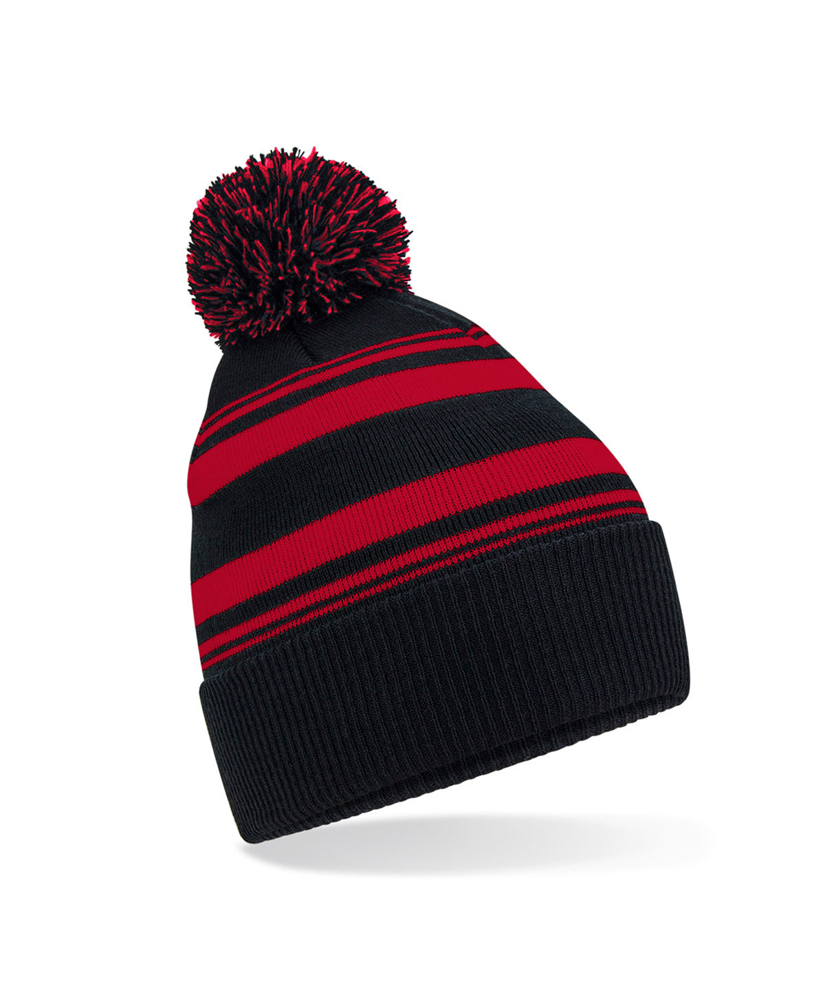 Personalised Hats - Navy Beechfield Striped fan beanie