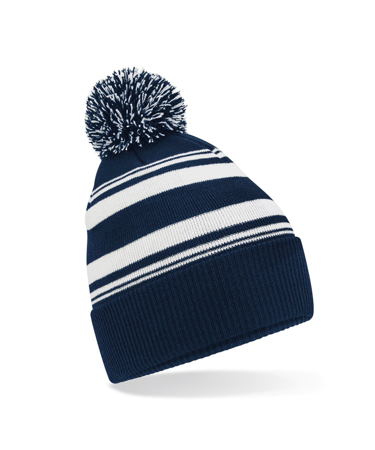 Personalised Hats - Black Beechfield Striped fan beanie