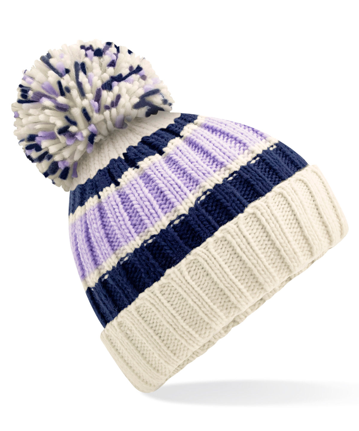 Personalised Hats - Multicolour Beechfield Hygge striped beanie
