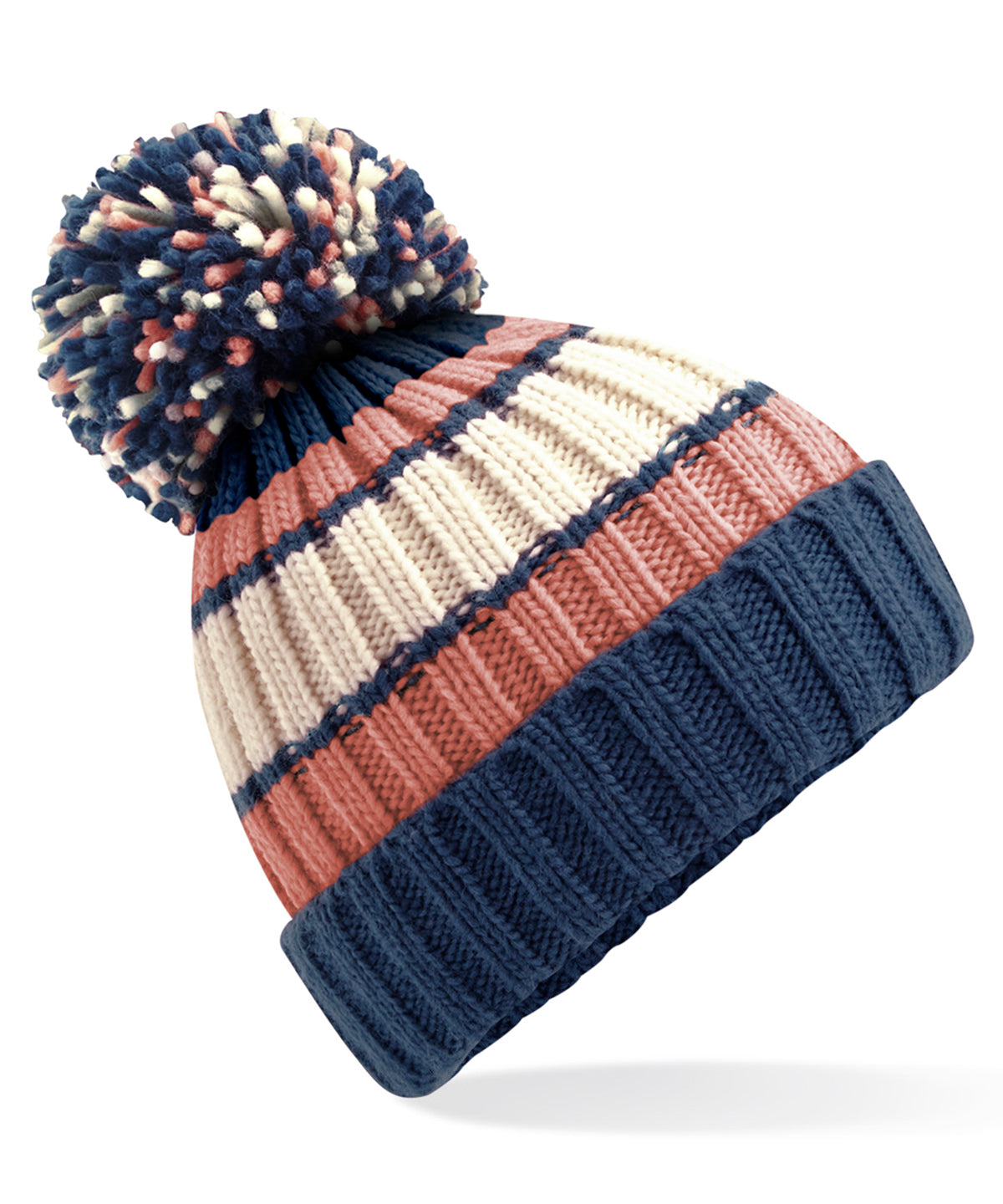 Personalised Hats - Multicolour Beechfield Hygge striped beanie