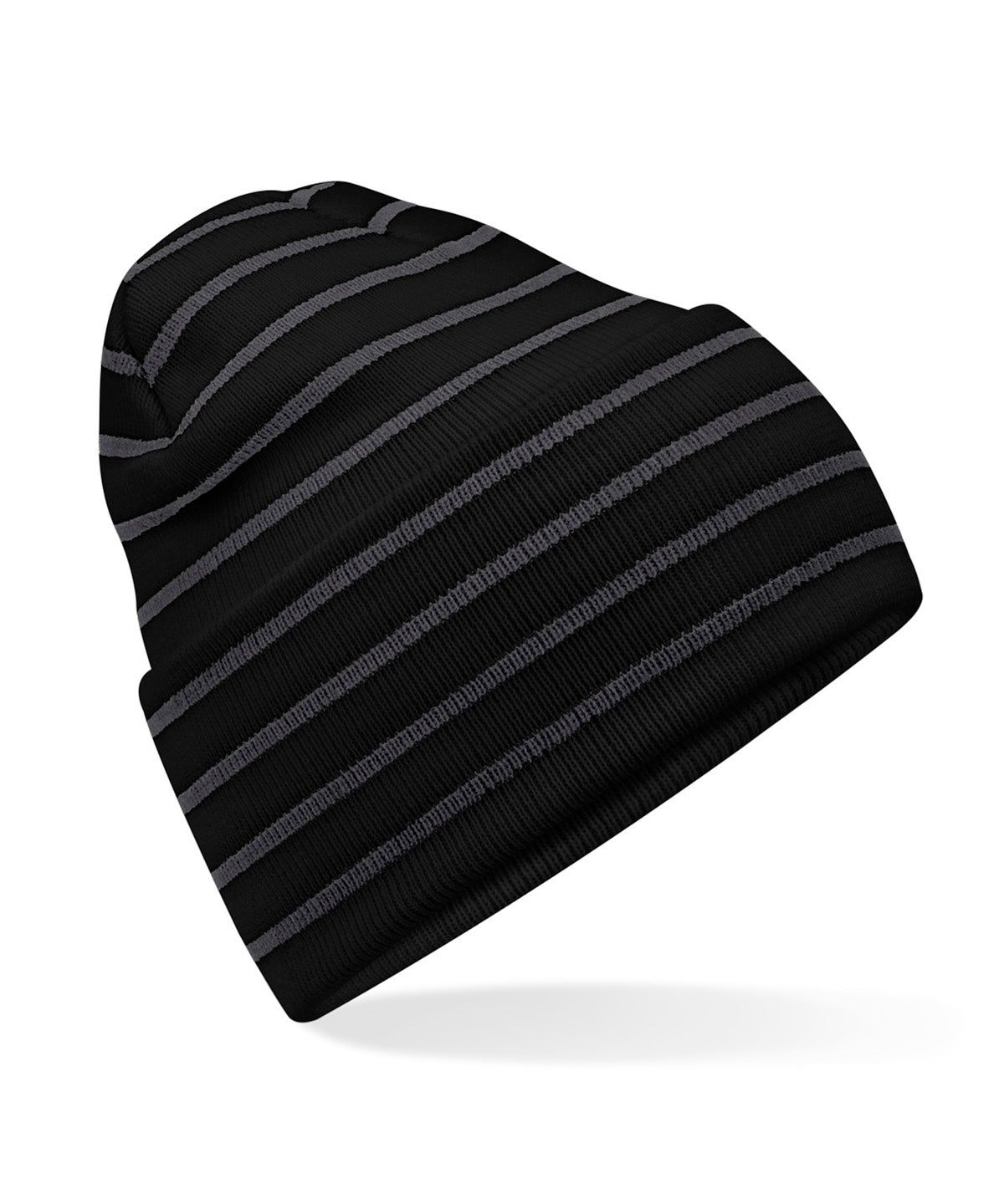 Personalised Hats - Off White Beechfield Original deep-cuffed striped beanie