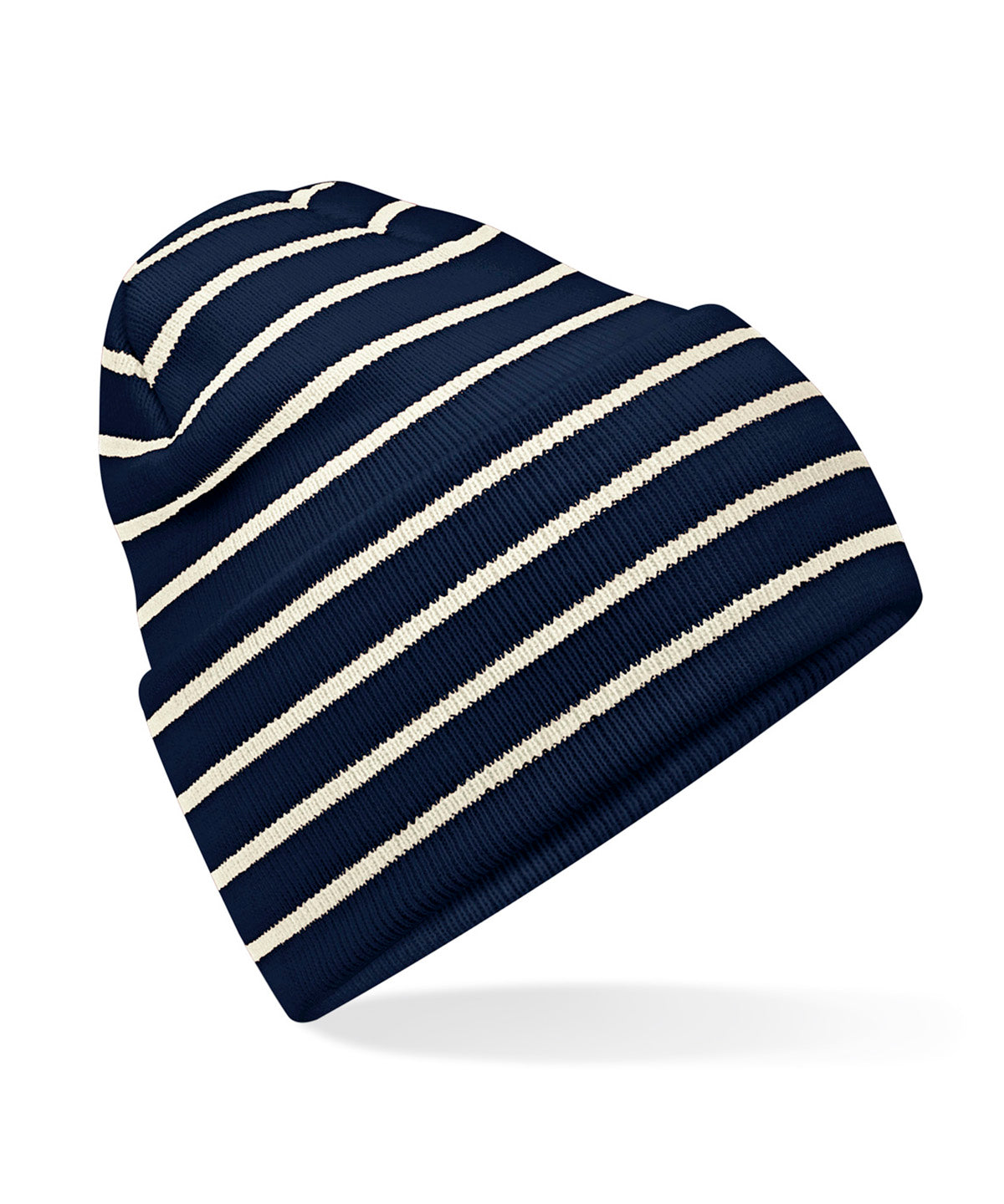 Personalised Hats - Off White Beechfield Original deep-cuffed striped beanie