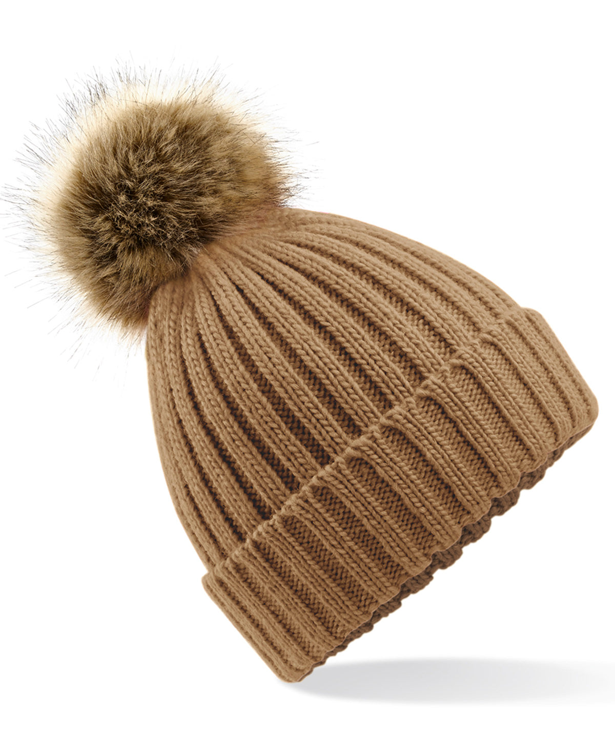 Personalised Hats - Beechfield Fur pop pom chunky beanie
