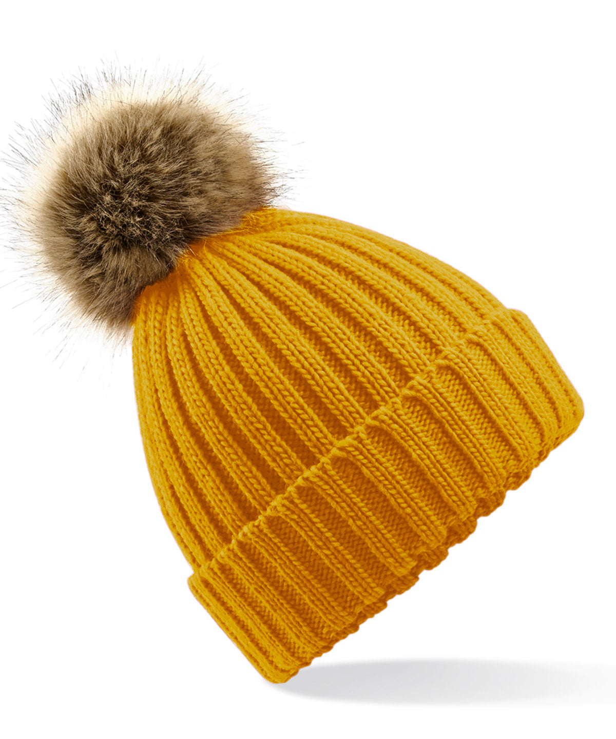 Personalised Hats - Beechfield Fur pop pom chunky beanie