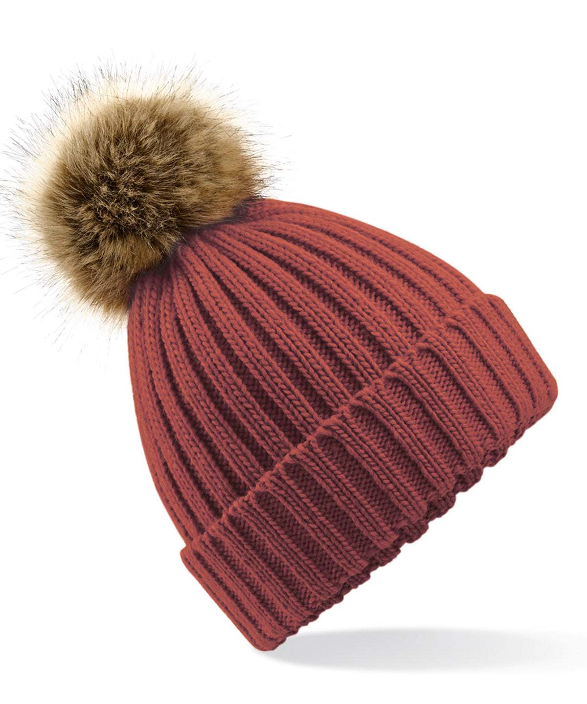Personalised Hats - Beechfield Fur pop pom chunky beanie