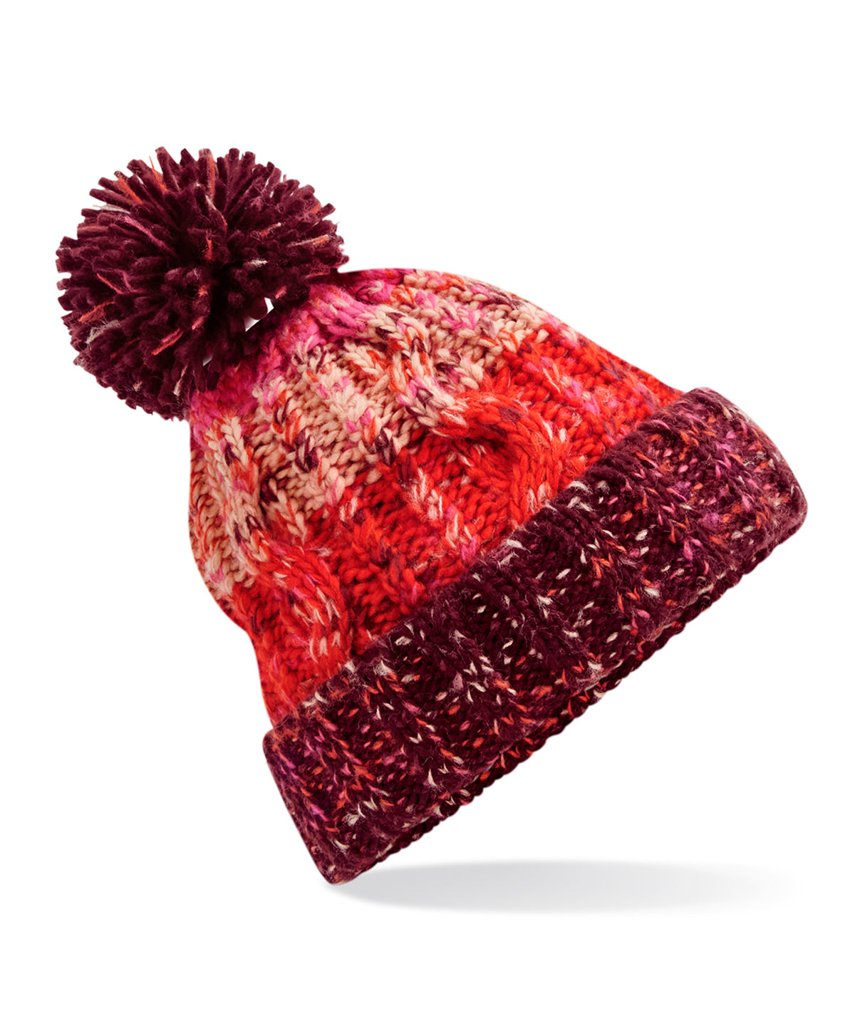 Personalised Hats - Multicolour Beechfield Corkscrew pom pom beanie