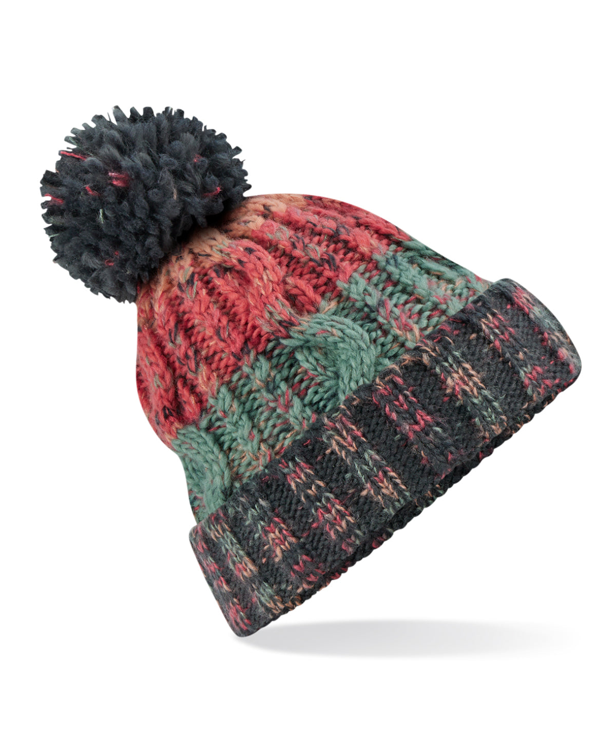 Personalised Hats - Mid Green Beechfield Corkscrew pom pom beanie