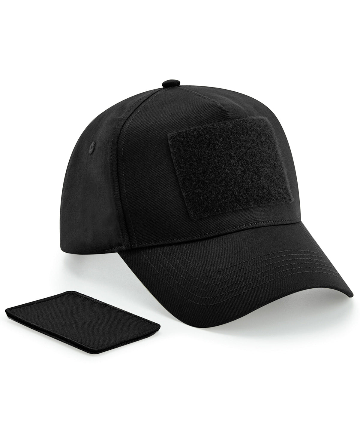 Personalised Caps - Black Beechfield Removable patch 5-panel cap