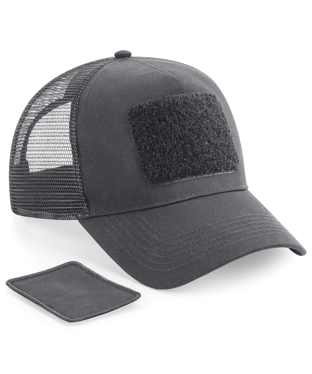 Personalised Caps - Dark Grey Beechfield Patch snapback trucker