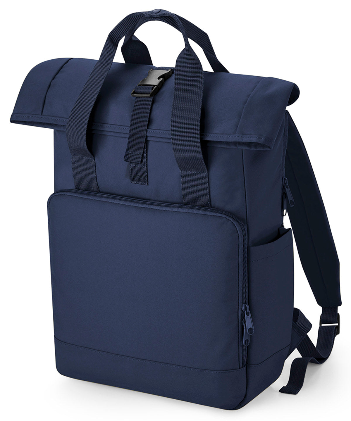 Personalised Bags - Navy Bagbase Recycled twin handle roll-top laptop backpack