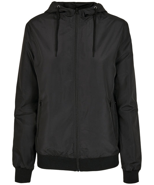 Personalised Jackets - Black Build Your Brand Women's recycled windrunner