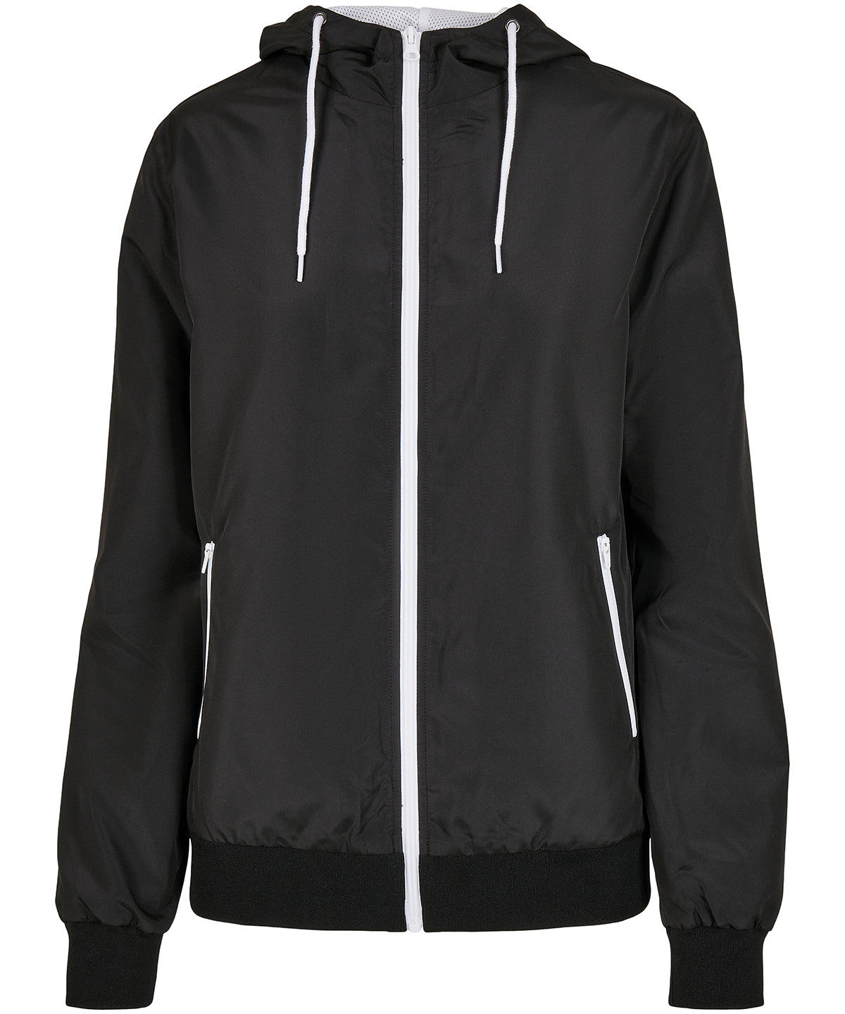 Personalised Jackets - Black Build Your Brand Women's recycled windrunner