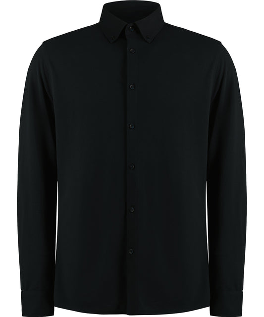 Personalised Shirts - Black Kustom Kit Long sleeve Superwash® 60° piqué shirt (tailored fit)