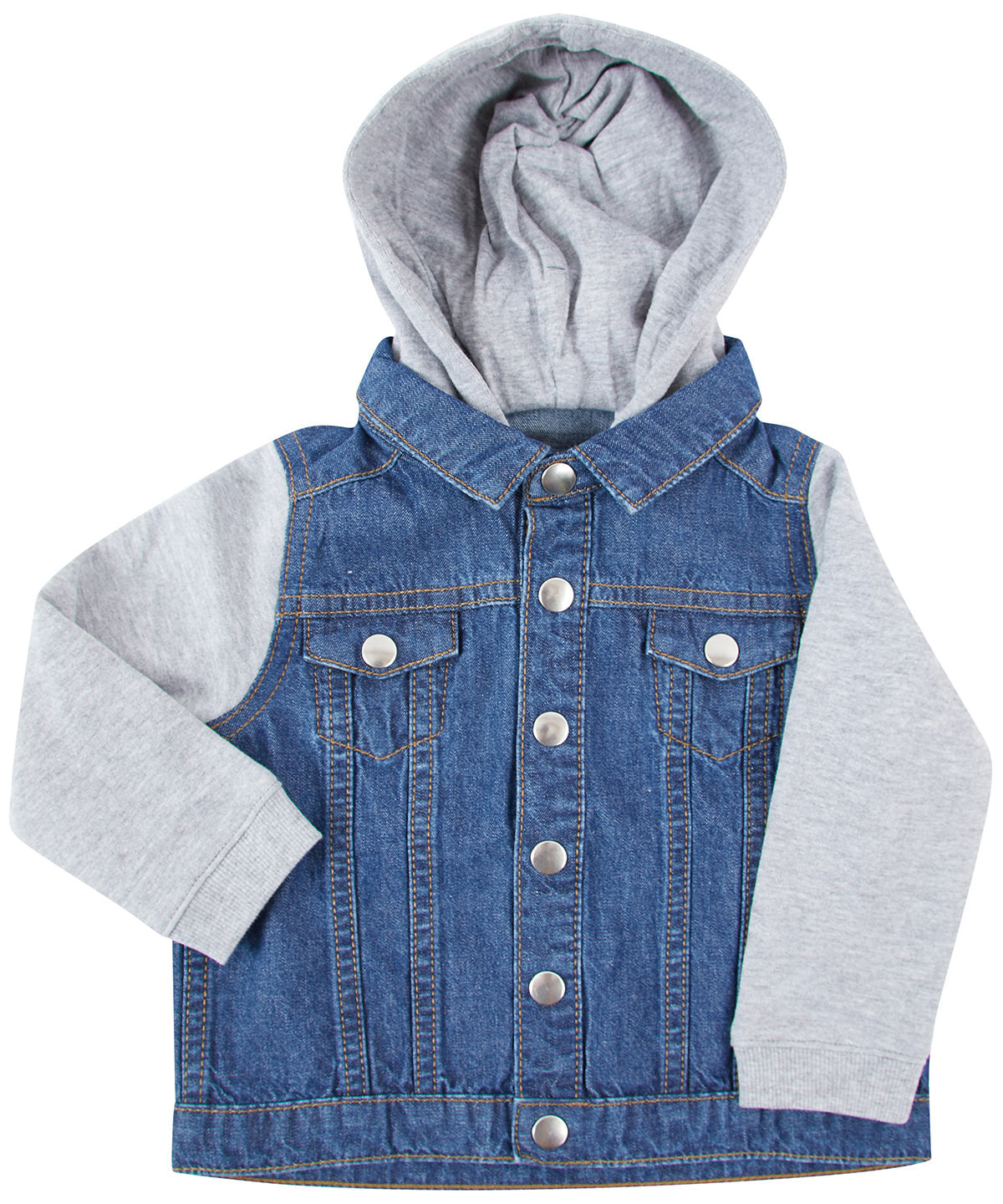 Personalised Jackets - Mid Blue Larkwood Denim jacket with fleece hood and sleeves