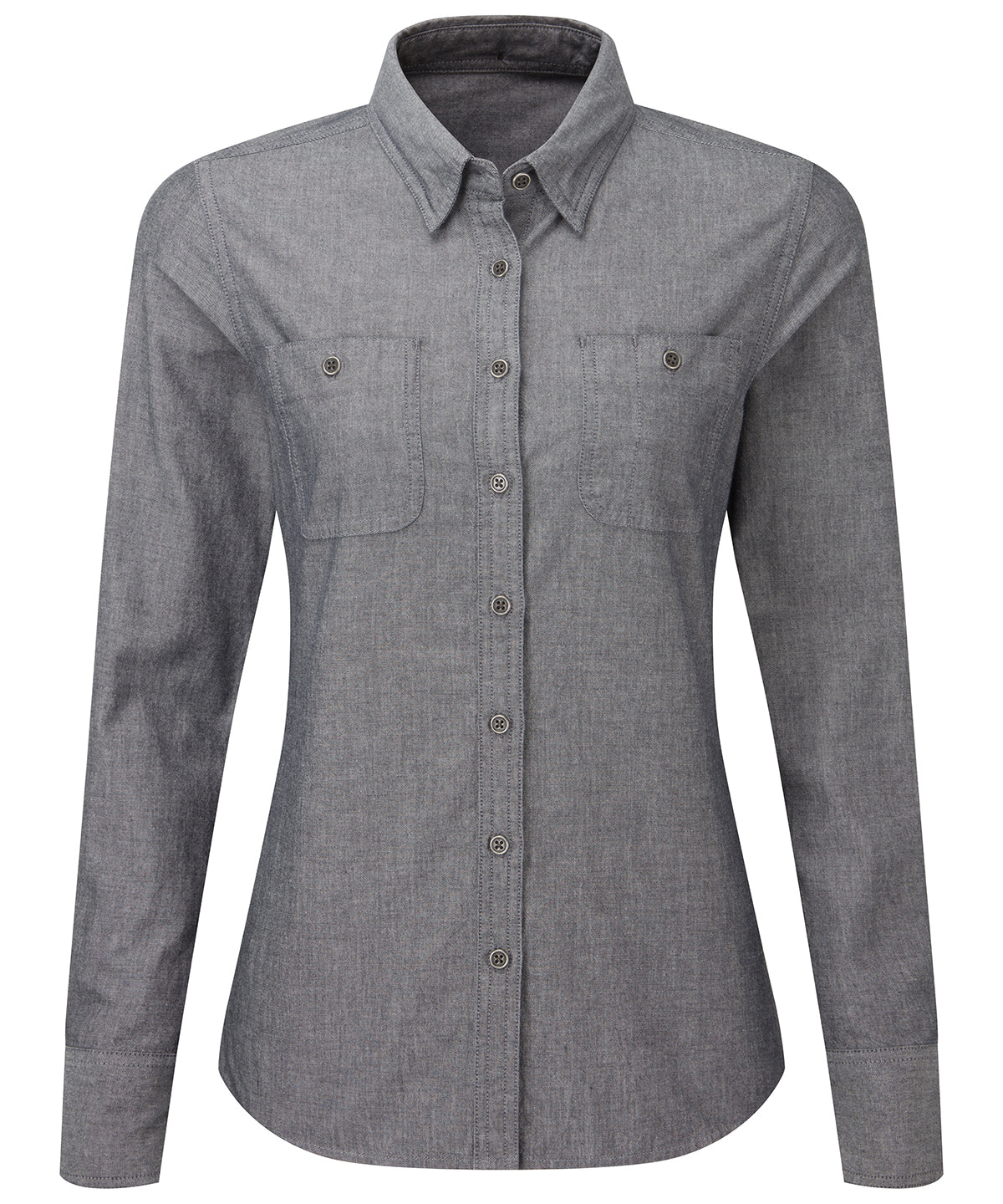 Personalised Shirts - Dark Grey Premier Women’s Chambray shirt, organic and Fairtrade certified