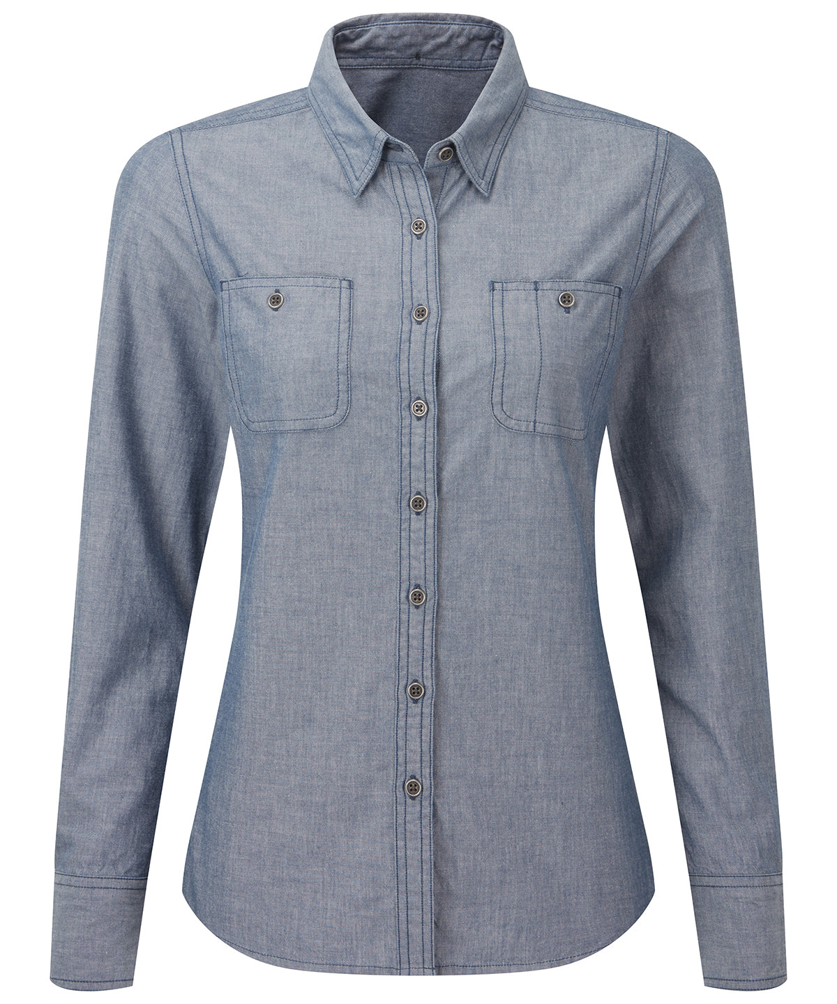Personalised Shirts - Dark Grey Premier Women’s Chambray shirt, organic and Fairtrade certified