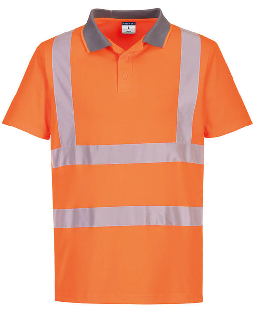 Personalised Polo Shirts - Neon Orange Portwest Eco Hi-vis short sleeve polo (EC10)