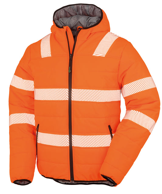 Personalised Jackets - Neon Orange Result Genuine Recycled Recycled ripstop padded safety jacket