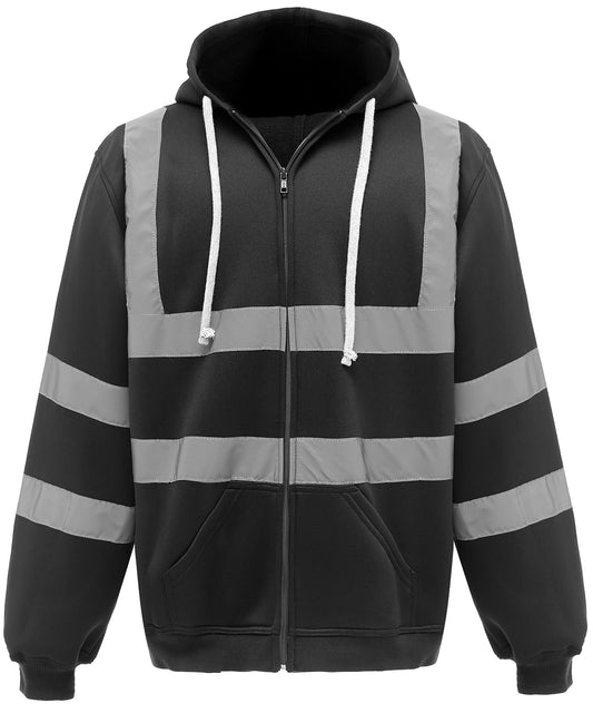Personalised Hoodies - Black Yoko Hi-vis zip hoodie (HVK07)