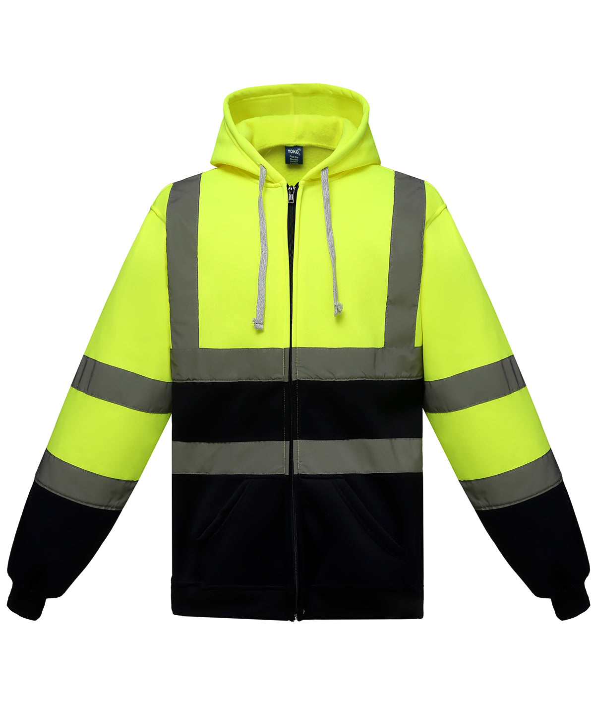 Personalised Hoodies - Black Yoko Hi-vis zip hoodie (HVK07)