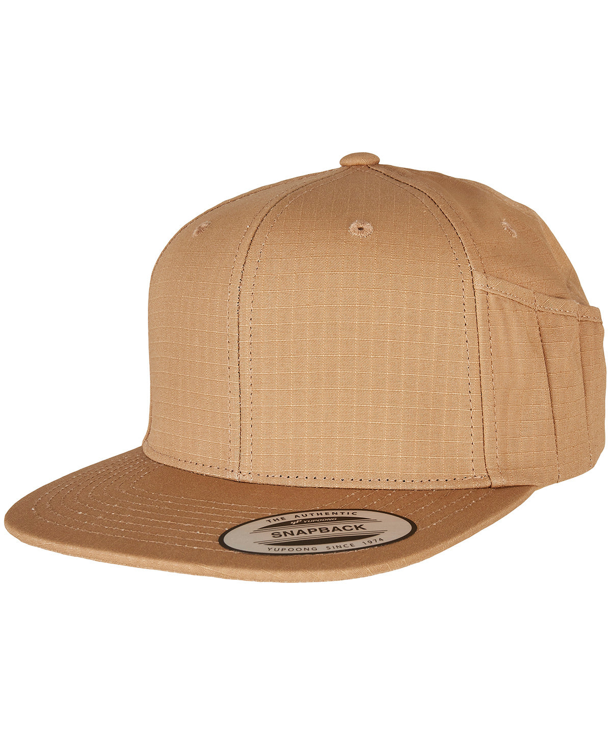 Personalised Caps - Light Brown Flexfit by Yupoong Pencil holder snapback cap