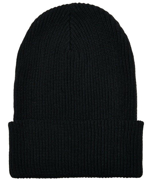 Personalised Hats - Black Flexfit by Yupoong Recycled yarn ribbed knit beanie (1504RY)
