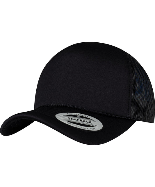 Personalised Caps - Black Flexfit by Yupoong Foam trucker cap curved visor (6005FC)