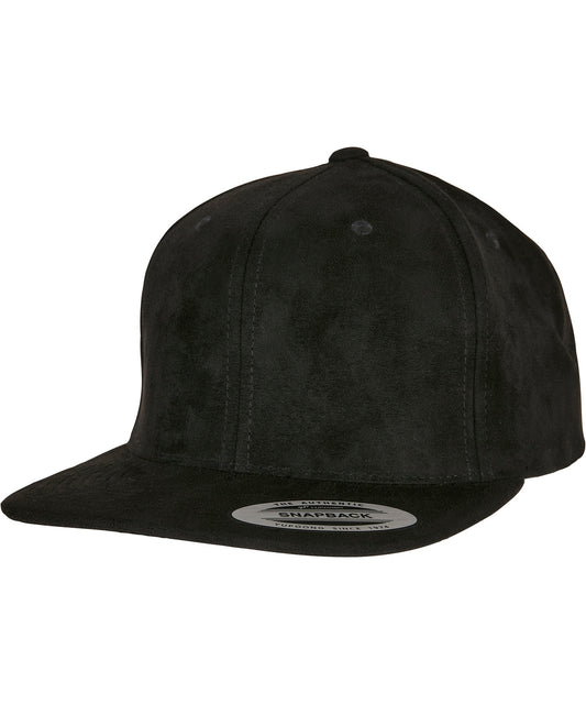 Personalised Caps - Black Flexfit by Yupoong Imitation suede leather snapback (6089SU)