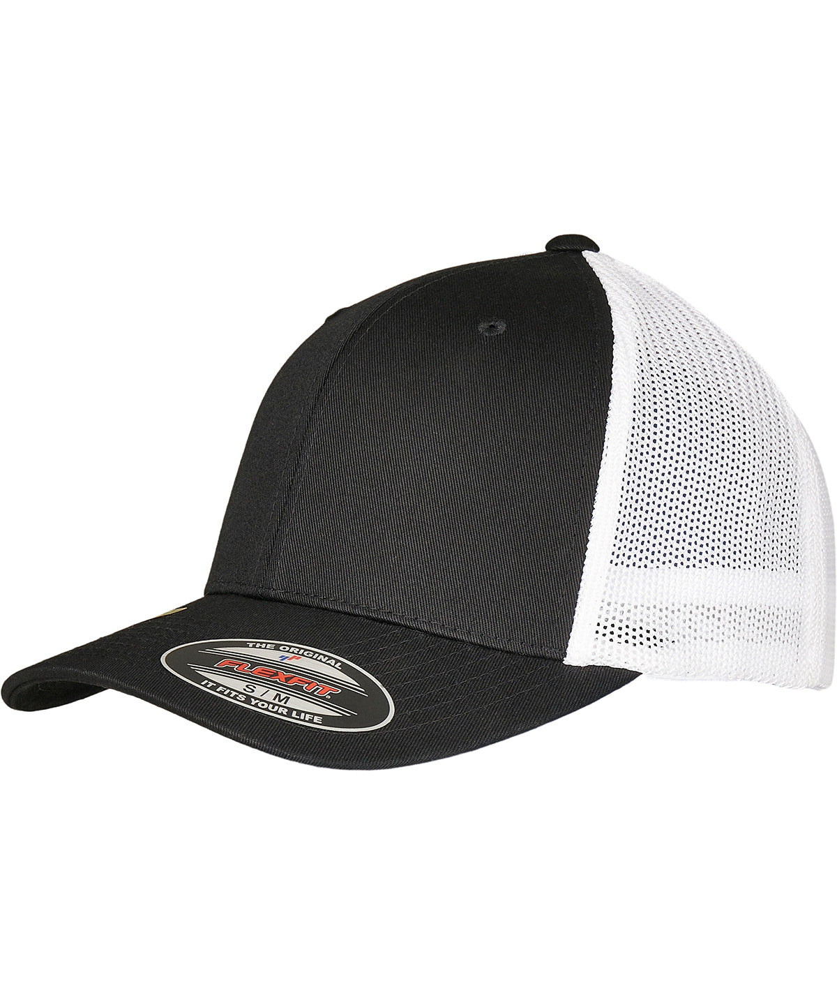 Personalised Caps - Black Flexfit by Yupoong Flexfit trucker recycled mesh (6511RM)