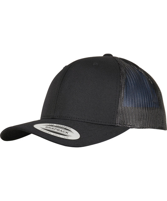 Personalised Caps - Black Flexfit by Yupoong Trucker recycled polyester fabric cap (6606TR)