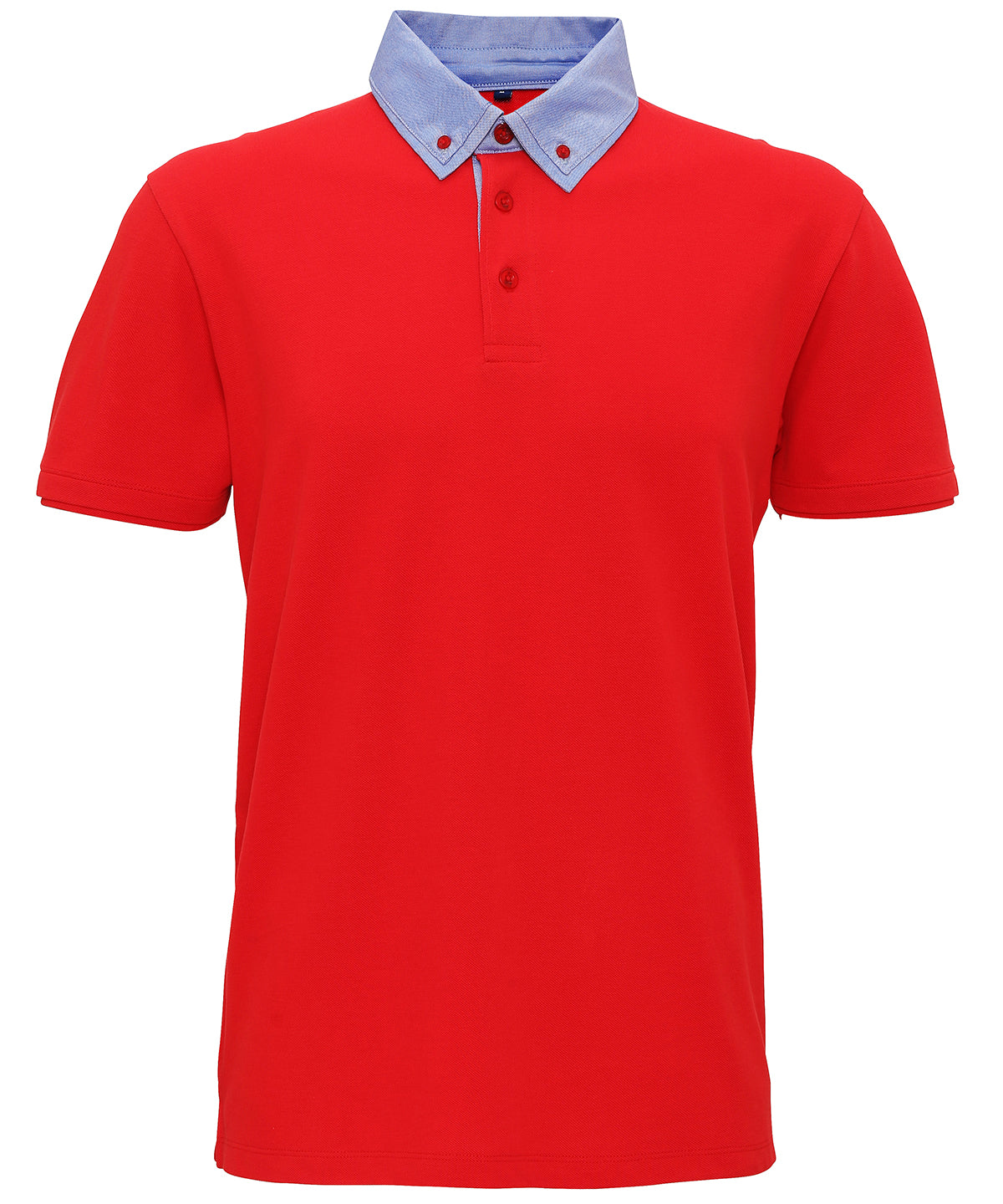 Personalised Polo Shirts - Mid Red Asquith & Fox Men's chambray button-down collar polo