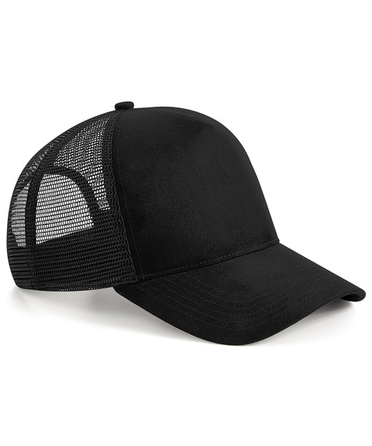 Personalised Caps - Black Beechfield Suede snapback trucker