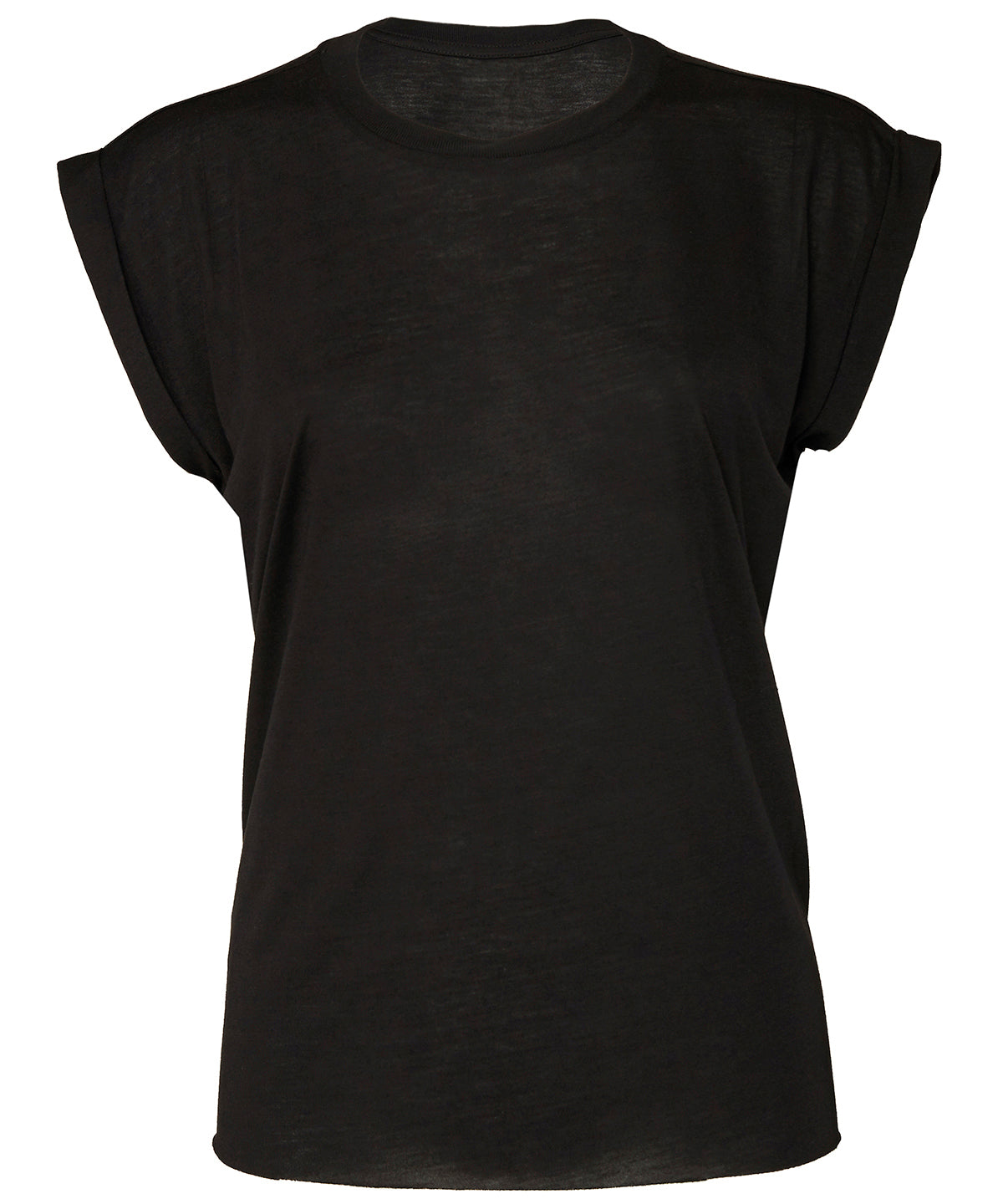Personalised T-Shirts - Black Bella Canvas Women's flowy muscle tee with rolled cuff