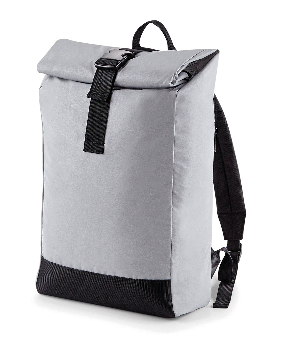 Personalised Bags - Silver Bagbase Reflective roll-top backpack