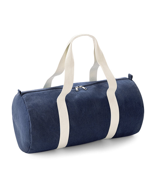 Personalised Bags - Navy Bagbase Denim barrel bag