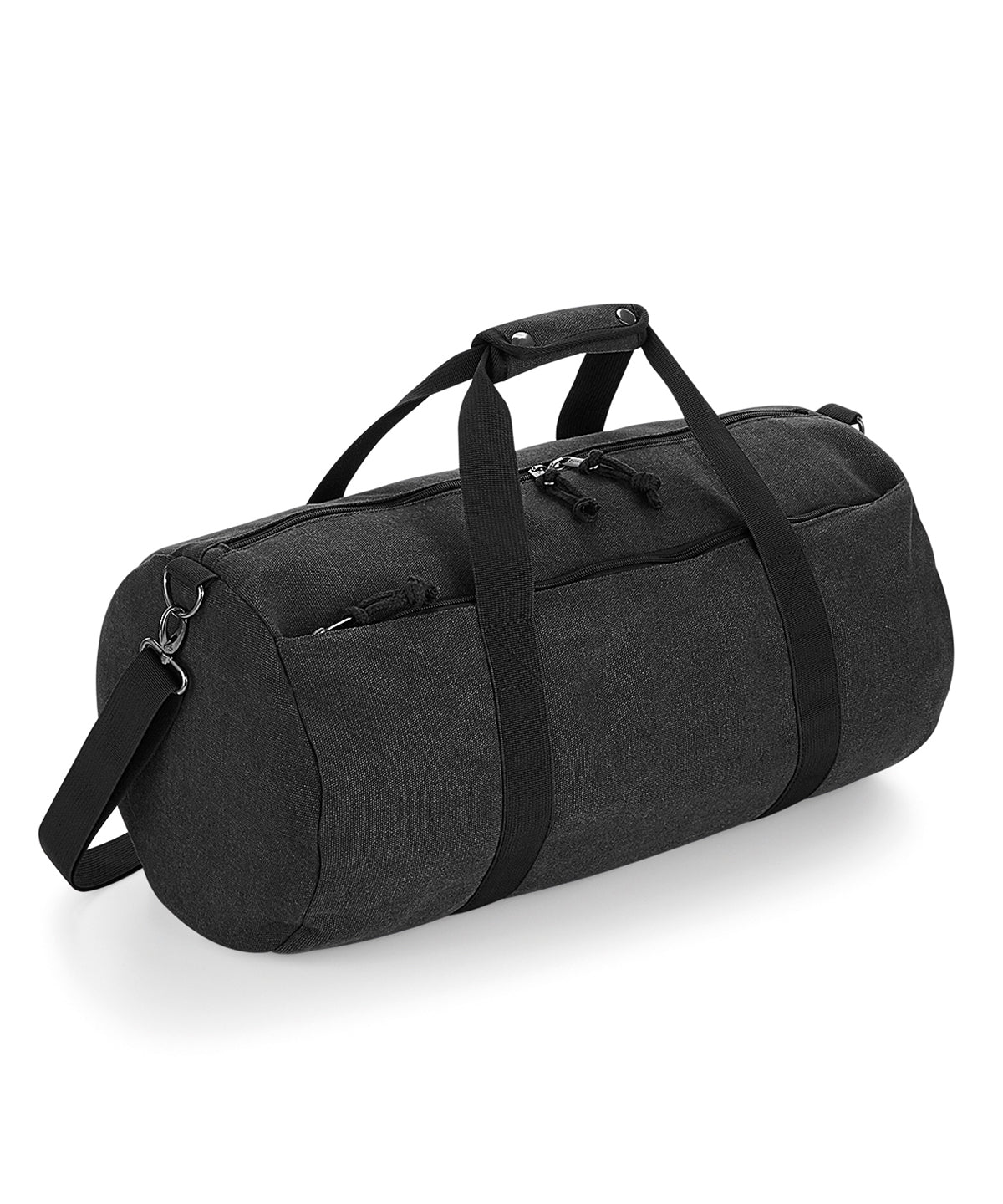Personalised Bags - Black Bagbase Vintage canvas barrel bag